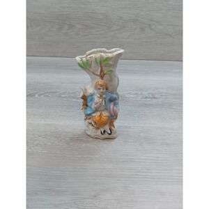 Vintage Made in Japan Porcelain Figurine Vase Miniature‎ Woman Sitting Tree